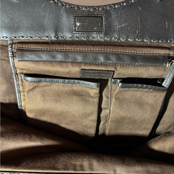 Antonio Melani Embroidered Carpet Bag Tote Womens purse Red Leather accent - Picture 6 of 12